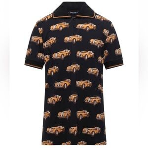 Dolce&Gabbana black polo with mustard car print
